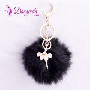 Llavero Pompón Bailarina Negro