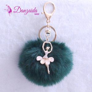 Llavero Pompón Bailarina Verde Oscuro