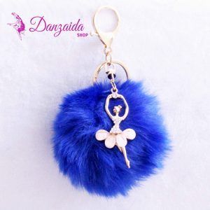 Llavero Pompón Bailarina Azul Eléctrico